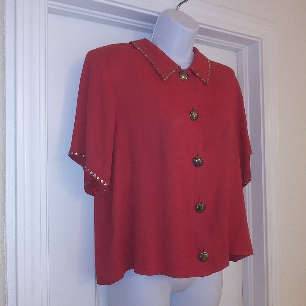 Double D Ranch Button Down Studded Polo Blouse - image 2